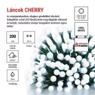 LED karácsonyi fényfüzér,cseresznye–golyók,20 m,kültéri és beltéri,hideg fehér,progr,időz