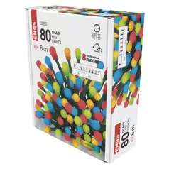   LED karácsonyi fényfüzér, cseresznye – golyók, 8 m, kültéri és beltéri, többszínű, program