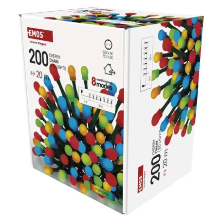 LED karácsonyi fényfüzér,cseresznye–golyók, 20 m, kültéri és beltéri, többszínű,progr,időz