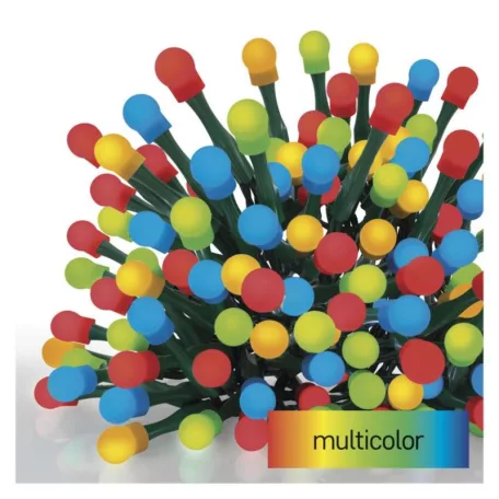 LED karácsonyi fényfüzér,cseresznye–golyók, 30 m, kültéri és beltéri, többszínű,progr,időz