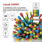 LED karácsonyi fényfüzér,cseresznye–golyók, 30 m, kültéri és beltéri, többszínű,progr,időz