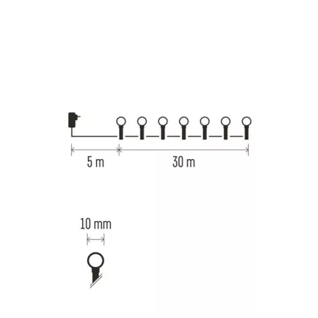 LED karácsonyi fényfüzér,cseresznye–golyók, 30 m, kültéri és beltéri, többszínű,progr,időz