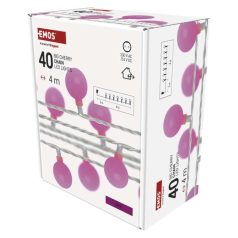   LED fényfüzér, cseresznye – golyók 2,5 cm, 4 m, kültéri és beltéri, rózsaszínű, időzítő