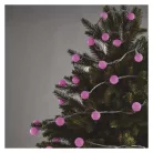 LED fényfüzér, cseresznye – golyók 2,5 cm, 4 m, kültéri és beltéri, rózsaszínű, időzítő