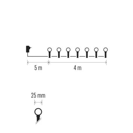 LED fényfüzér, cseresznye – golyók 2,5 cm, 4 m, kültéri és beltéri, meleg fehér, időzítő