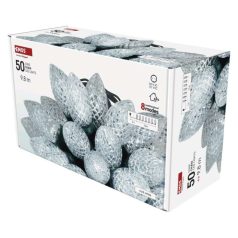   LED karácsonyi fényfüzér – tobozok, 9,8 m, kültéri és beltéri, hideg fehér, programokkal