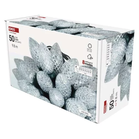 LED karácsonyi fényfüzér – tobozok, 9,8 m, kültéri és beltéri, hideg fehér, programokkal