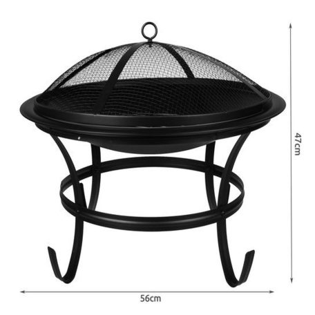 Kerti grill fedővel - 56 cm - fekete
