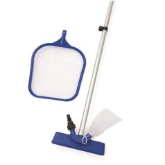   Medencetisztító szett - kék, szürke - háló, rúd, tisztítófej