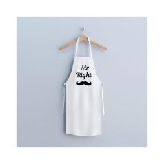   Konyhai kötény - "Mr. Right" felirattal - 80 x 70 cm - 200 gsm