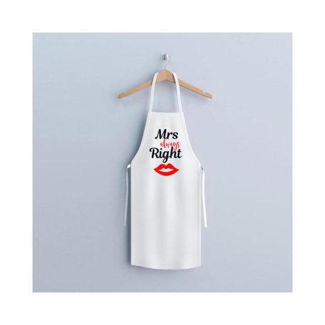 Konyhai kötény - "Mrs. Always Right" felirattal - 80 x 70 cm - 200 gsm