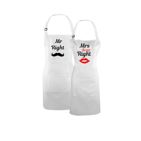Konyhai kötény - "Mrs. Always Right" felirattal - 80 x 70 cm - 200 gsm
