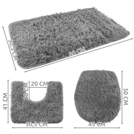 Fürdőszoba szőnyeg szett - 3 részes - szürke