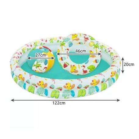 3 az 1-ben felfújható medence szett - medence, úszógumi, labda