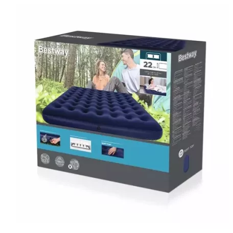 Felfújható matrac - kétszemélyes, velúr - 203 x 183 x 22 cm