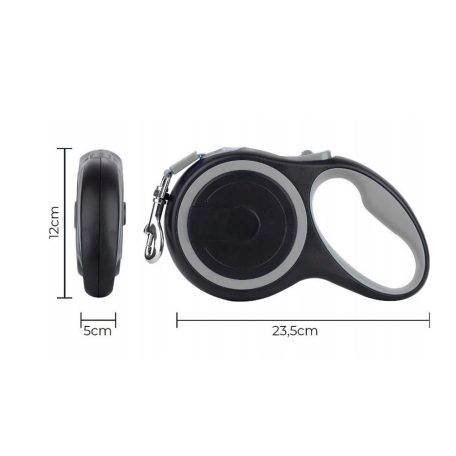 Póráz - 8 m - fekete / szürke