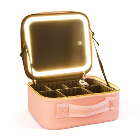 Kozmetikai táska beépített tükörrel (rózsaszín)