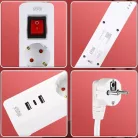 WinningStar - 3 az 1 -ben Elosztó - 3-as kapcsolós + 2 x USB + 1 x C-type  - 3 m