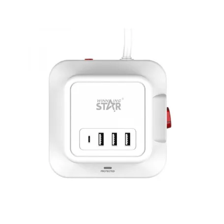 WinningStar - Kocka elosztó - 8-as + 3 x USB + 1 x Type-C - 3 m