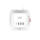 WinningStar - Kocka elosztó - 12-es + 3 x USB + 1 x Type-C - 3 m