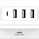 WinningStar - Kocka elosztó - 12-es + 3 x USB + 1 x Type-C - 3 m