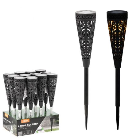 Szolár lámpa - 7 x 7 x 40 cm - melegfehér - fekete
