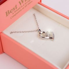   9 db műrózsa díszdobozban nyaklánccal - 11 x 11 x 9,5 cm - rózsaszín