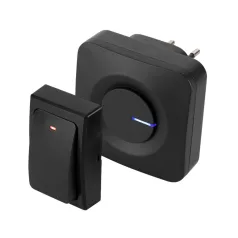   HOME DBK1001AC vezeték és elem nélküli csengő, 100m hatótáv, 36 dallam, szabályozható hangerő, fényjelzés, IP44, kinetikus nyomógomb