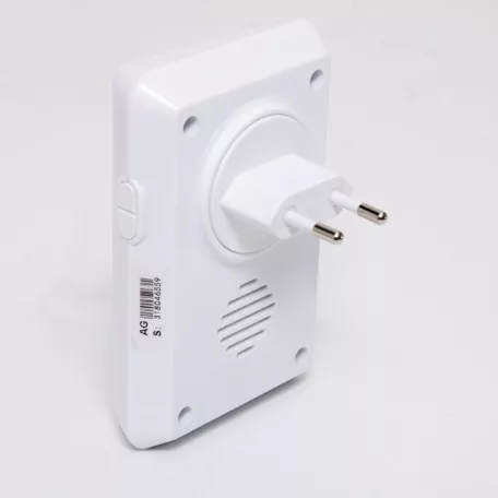 Home DBK1010AC vezeték nélküli csengő, elem nélküli, 100m hatótáv, 20 dallam, 3-fokozatú hangerő, kék LED, kinetikus nyomógomb, 230V-os tápellátás