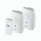 Home DBS 1001DC vezeték nélküli csengőszett, 2 beltéri egység és 1 nyomógomb, 100m hatótáv, többszólamú hang, 8 dallam, elemes tápellátás