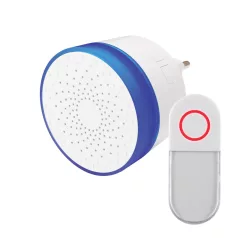   Home DB 1000AC vezeték nélküli csengő, 100m hatótáv, 38 dallam, 4 fokozatú hangerő, kék LED gyűrű, néma mód, 230V-os tápellátás