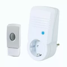   Home DB 442 vezeték nélküli csengő, 100m hatótáv, 4 nyomógombbal bővíthető, memória, beépített 13A hálózati aljzat, 230V-os tápellátás