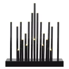   LED gyertyatartó, fekete, 27,5 cm, 3x AA, beltéri, meleg fehér, időzítő