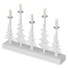   LED gyertyatartó – karácsonyfák gyertyákkal, 24 cm, 2x AA, beltéri, meleg fehér, időzítő