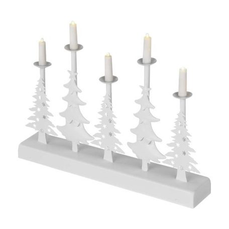 LED gyertyatartó – karácsonyfák gyertyákkal, 24 cm, 2x AA, beltéri, meleg fehér, időzítő