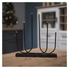 LED gyertyatartó, fém, fekete, 40 cm, 2x AA, beltéri, meleg fehér