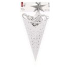 LED papírcsillag, függeszthető, ezüst csillámporos középen, fehér, 60 cm, beltéri