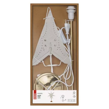 LED papírcsillag, aranyszínű talppal, 45 cm, beltéri