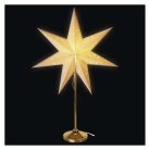 LED papírcsillag, aranyszínű talppal, 45 cm, beltéri