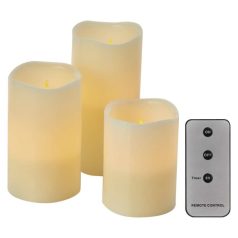   LED dekoráció – 3x viaszgyertya, 3x 3x AAA, beltéri, vintage, távirányító