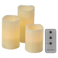   LED dekoráció – 3x viaszgyertya, 3x 3x AAA, beltéri, vintage, távirányító