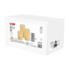  LED dekoráció – 3x viaszgyertya, 3x 3x AAA, beltéri, vintage, távirányító