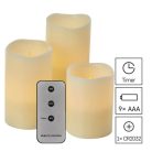 LED dekoráció – 3x viaszgyertya, 3x 3x AAA, beltéri, vintage, távirányító