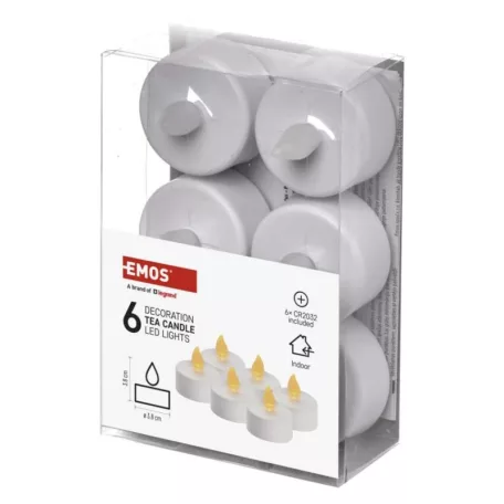 LED dekoráció – 6x teamécses, fehér, 6x CR2032, beltéri, vintage