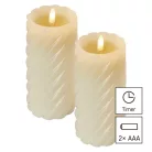 LED dekoráció – viaszgyertya 17 cm, 2x AAA, beltéri, meleg fehér, 2 db, távirányító