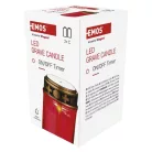 LED temetői mécses, piros, 2x C, kültéri és beltéri, meleg fehér, időzítő