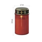 LED temetői mécses, piros, 2x C, kültéri és beltéri, meleg fehér, érzékelő