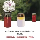 LED temetői mécses, piros, 2x C, kültéri és beltéri, meleg fehér, érzékelő