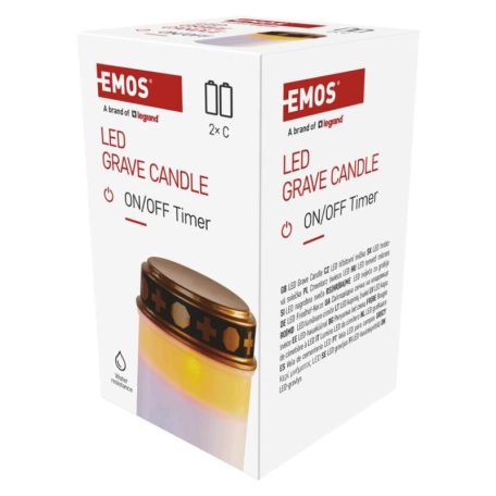 LED temetői mécses, 12,5 cm, 2x C, kültéri és beltéri, vintage, időzítő