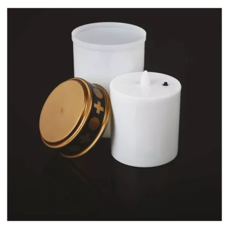 LED temetői mécses, 12,5 cm, 2x C, kültéri és beltéri, vintage, időzítő